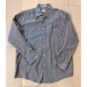 Orvis Mens Large Glen Plaid Button Down Shirt Grey Long Sleeve Cotton